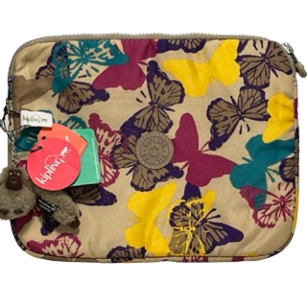 KIPLING Butterfly Design iPad Sleeve / Tablet Case NWT